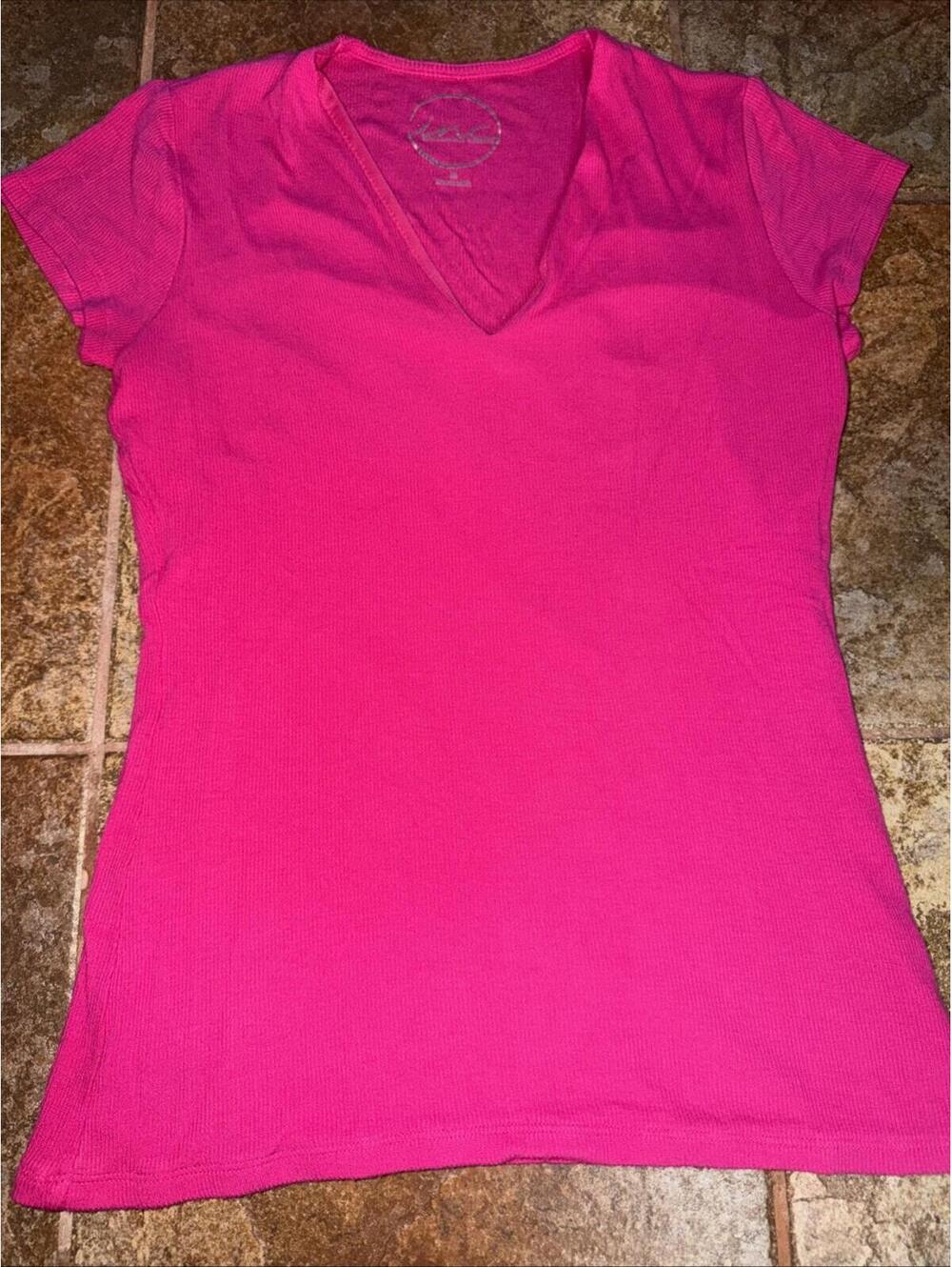 INC International Concepts Hot Pink Ribbed Top, Size Medium